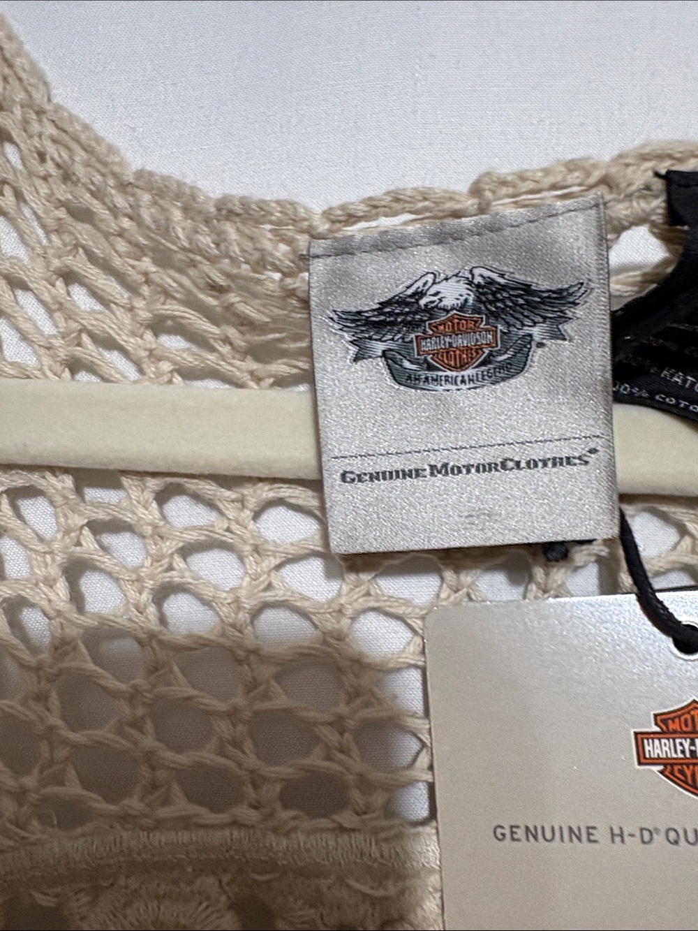 Harley-Davidson Cream Open Weave Fringe Cardigan - Picture 3 of 10